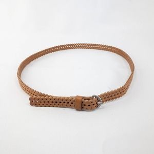 Womens belt Size Small Medium Brown Laser cut Skinny Dress Casual Bohemian #B